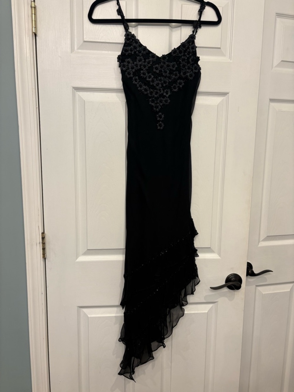 Sue Wong Black Beaded High-Low Slip Dress. Size 2/XS